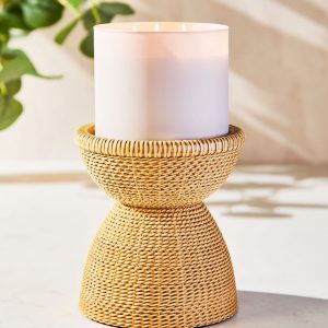 Woven Pedestal 3-Wick Candle Holder